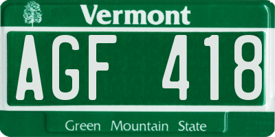 VT license plate AGF418