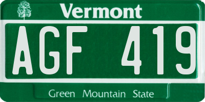 VT license plate AGF419