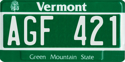 VT license plate AGF421