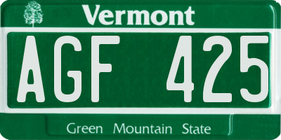 VT license plate AGF425