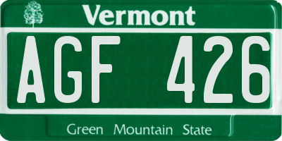 VT license plate AGF426