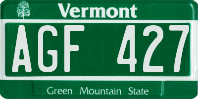 VT license plate AGF427