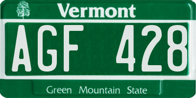 VT license plate AGF428