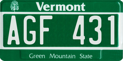 VT license plate AGF431