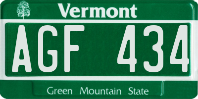 VT license plate AGF434