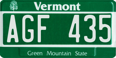 VT license plate AGF435