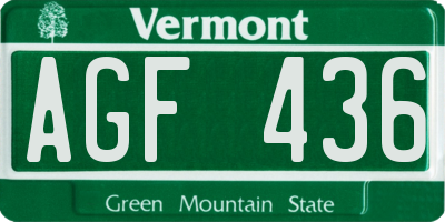 VT license plate AGF436