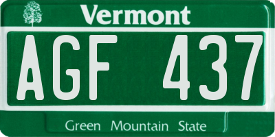 VT license plate AGF437