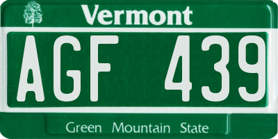 VT license plate AGF439