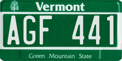 VT license plate AGF441
