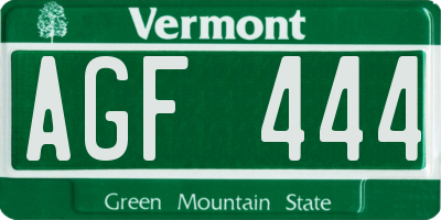 VT license plate AGF444