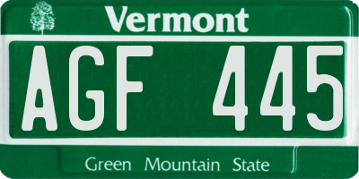 VT license plate AGF445