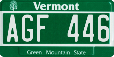VT license plate AGF446