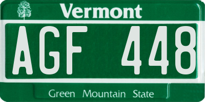 VT license plate AGF448