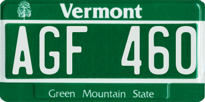 VT license plate AGF460