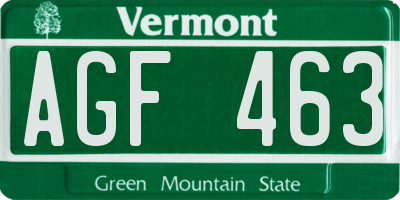 VT license plate AGF463