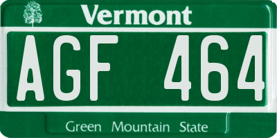 VT license plate AGF464
