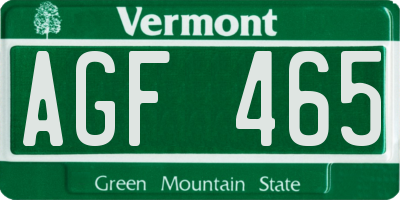 VT license plate AGF465