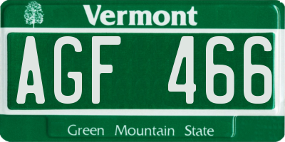 VT license plate AGF466