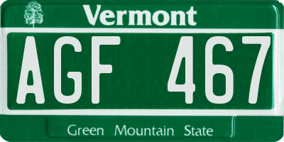 VT license plate AGF467