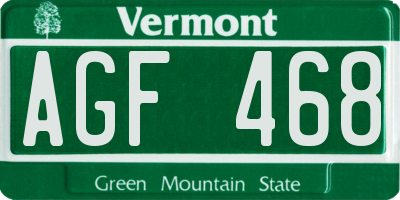 VT license plate AGF468