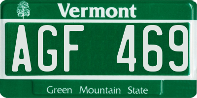 VT license plate AGF469