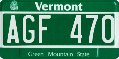 VT license plate AGF470