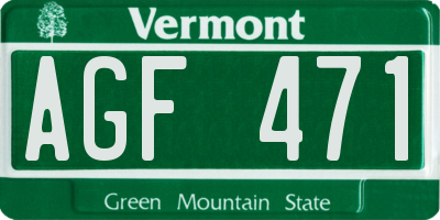 VT license plate AGF471