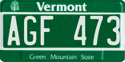 VT license plate AGF473