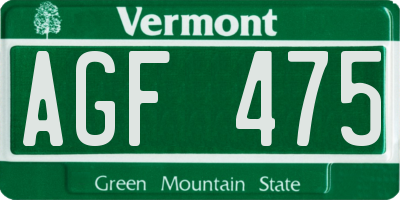 VT license plate AGF475