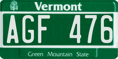 VT license plate AGF476