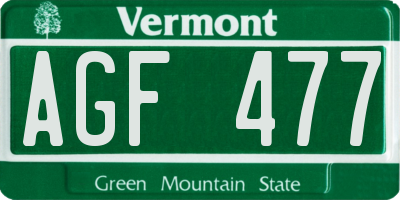 VT license plate AGF477