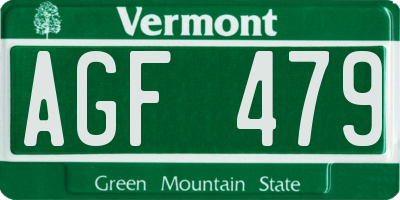 VT license plate AGF479