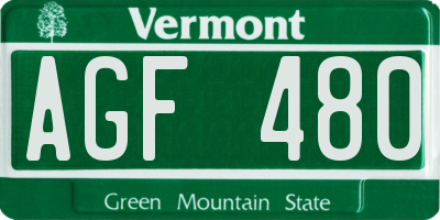 VT license plate AGF480