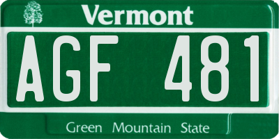 VT license plate AGF481