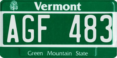 VT license plate AGF483