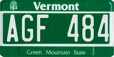 VT license plate AGF484