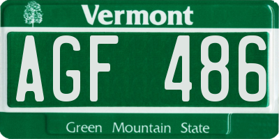 VT license plate AGF486