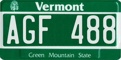 VT license plate AGF488