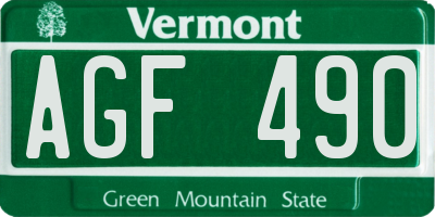 VT license plate AGF490