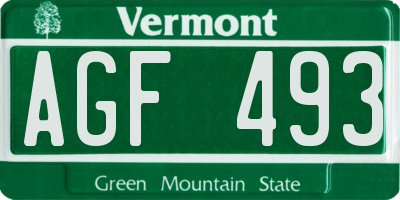 VT license plate AGF493