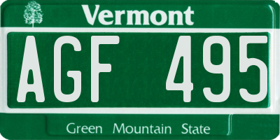 VT license plate AGF495