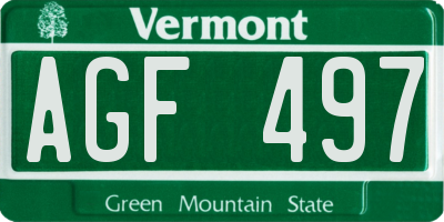VT license plate AGF497