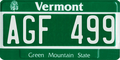 VT license plate AGF499