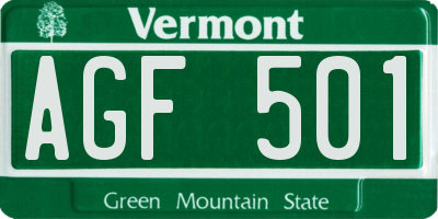 VT license plate AGF501