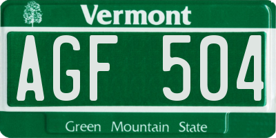 VT license plate AGF504