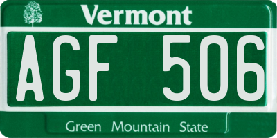 VT license plate AGF506