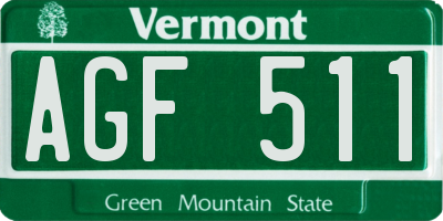 VT license plate AGF511