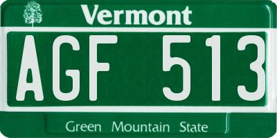 VT license plate AGF513