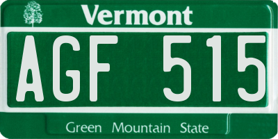 VT license plate AGF515